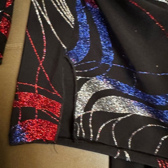VINTAGE 2 PIECE SET PLUS SIZE KELLY LYNN Sparkly Black Red Blue Size 1X 4th July - Picture 15 of 16